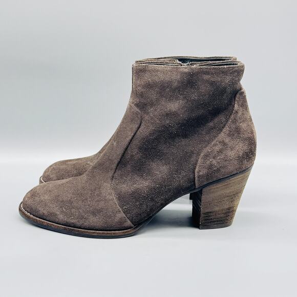 Paul Green Boots Womens 10 Brown Suede Heeled Ankle Booties Side Zip Comfort - Picture 4 of 11